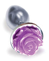 The 9's The Silver Starter Rose Floral Stainless Steel Butt Plug - Purple - Naughtyaddiction.com