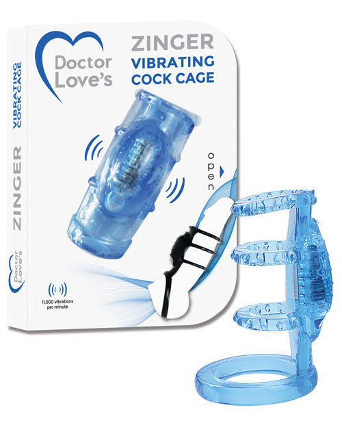 Doctor Love's Vibrating Cock Cage - Blue - Naughtyaddiction.com