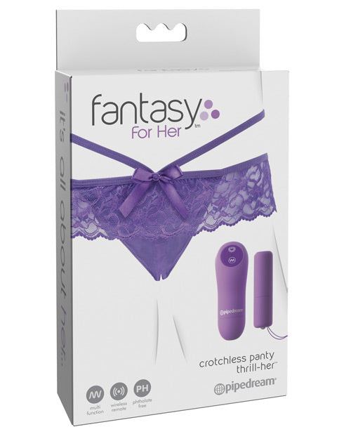 Fantasy For Her Crotchless Panty Thrill Her - Purple - Naughtyaddiction.com