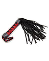 Plesur 15" Leather Flogger - Black-red - Naughtyaddiction.com