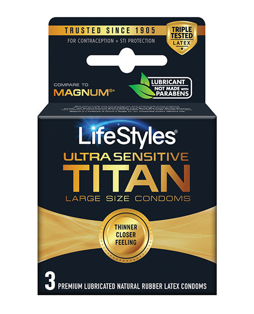 Lifestyles Ultra Sensitive Titan - Pack Of 3 - Naughtyaddiction.com