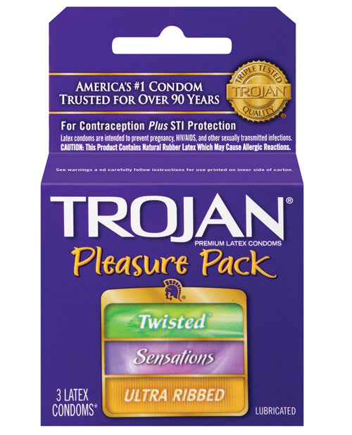 Trojan Pleasure Pack Condoms - Box Of 3 - Naughtyaddiction.com