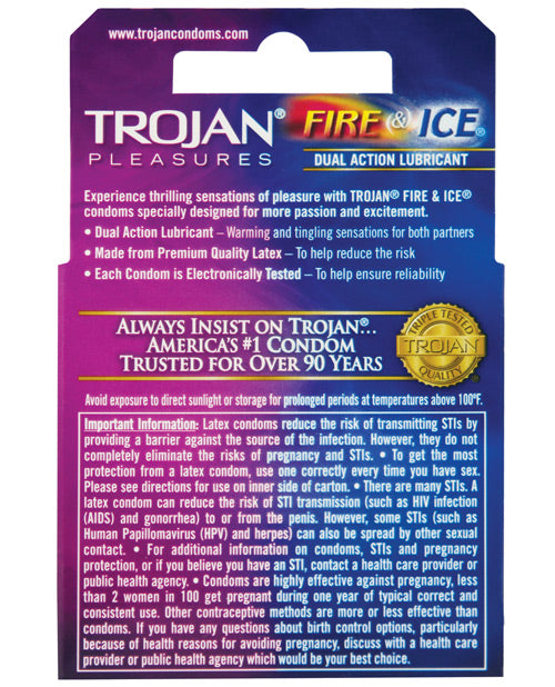 Trojan Fire & Ice Condoms - Box Of 3 - Naughtyaddiction.com
