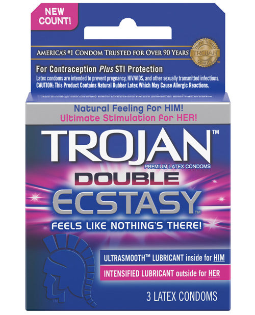 Trojan Double Ecstasy Condom - Box Of 3 - Naughtyaddiction.com