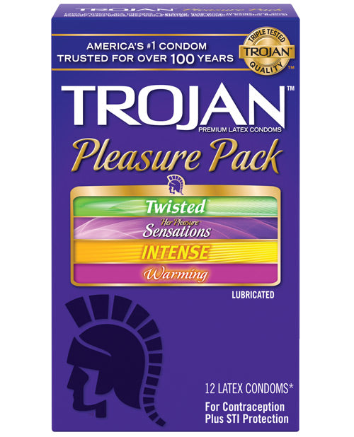 Trojan Pleasure Condoms - Asst. Box Of 12 - Naughtyaddiction.com
