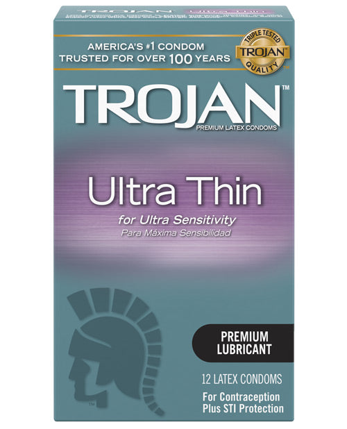 Trojan Ultra Thin Condoms - Box Of 12 - Naughtyaddiction.com