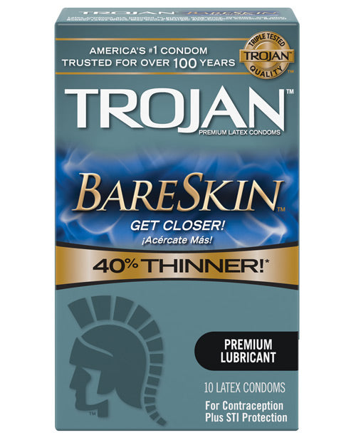 Trojan Bare Skin Condoms - Box Of 10 - Naughtyaddiction.com