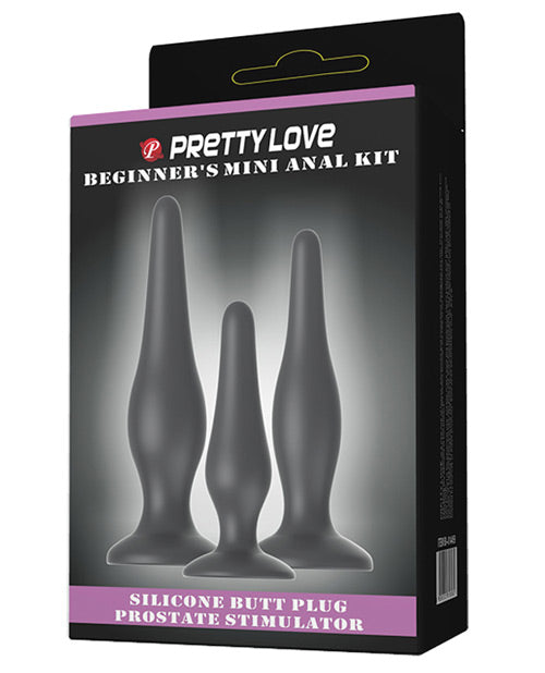 Pretty Love Beginner's Mini Anal Kit - Black Set Of 3 - Naughtyaddiction.com
