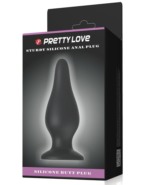 Pretty Love 6.1" Sturdy Silicone Anal Plug - Black - Naughtyaddiction.com