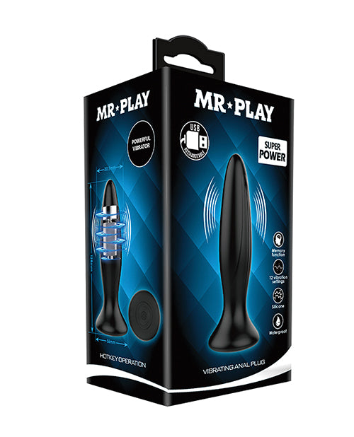 Mr. Play Vibrating Anal Plug - Black - Naughtyaddiction.com