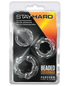 Blush Stay Hard Beaded Cock Rings 3 Pack - Clear - Naughtyaddiction.com