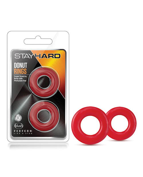 Blush Stay Hard Donut Rings - Red Pack Of 2 - Naughtyaddiction.com