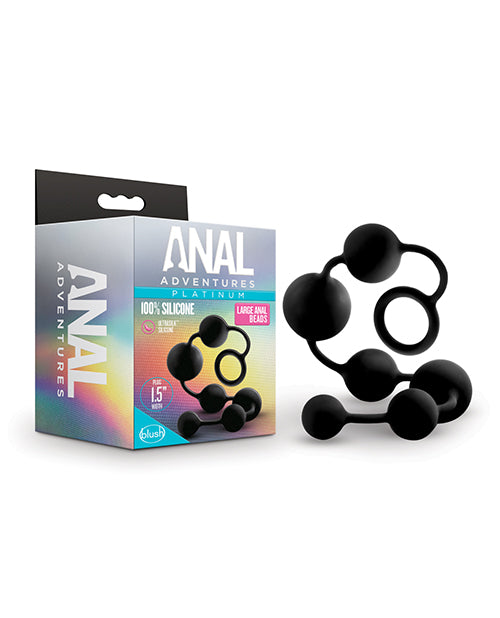 Blush Anal Adventures Platinum Silicone Anal Beads - Large Black - Naughtyaddiction.com