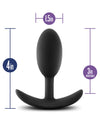 Blush Luxe Wearable Vibra Slim Plug Medium - Black - Naughtyaddiction.com