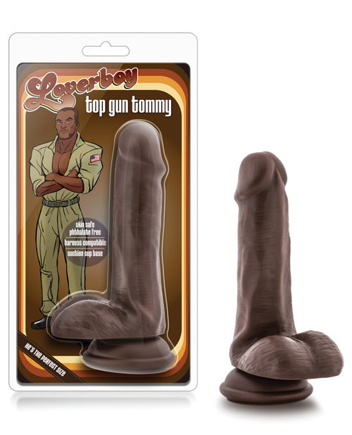 Blush Loverboy Top Gun Tommy 6" Realistic Cock - Chocolate - Naughtyaddiction.com