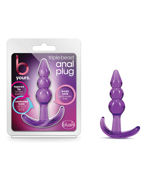 Blush B Yours Triple Bead Anal Plug - Purple - Naughtyaddiction.com