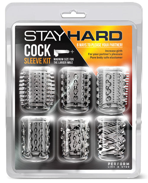 Blush Stay Hard Cock Sleeve Kit - Clear Box Of 6 - Naughtyaddiction.com