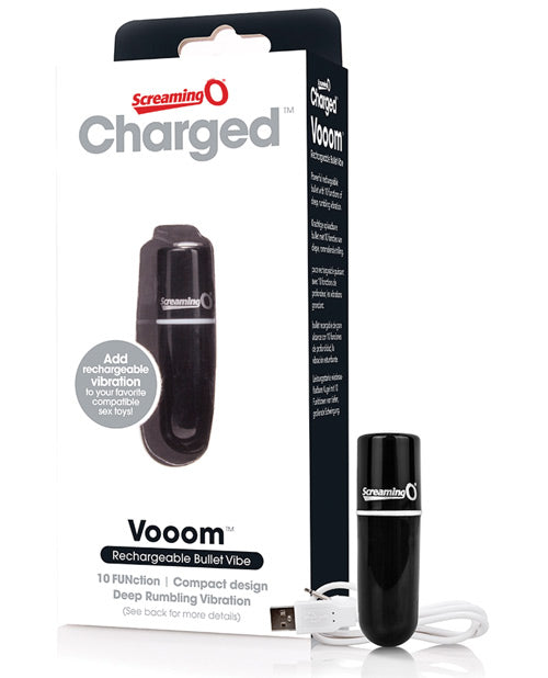 Screaming O Charged Vooom Rechargeable Bullet Vibe - Black - Naughtyaddiction.com