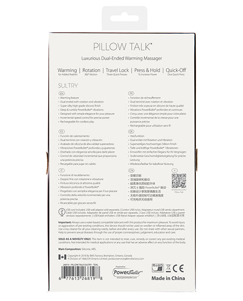 Pillow Talk Sultry Rotating Wand - Teal - Naughtyaddiction.com
