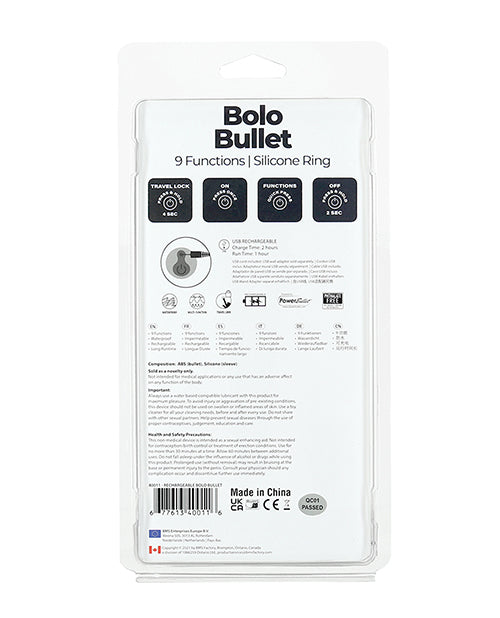 Bolo Bullet Vibrating Adjustable Cock Tie - Black - Naughtyaddiction.com