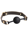 Spartacus Silicone Ball Gag - Brown Leather Strap 43mm Ball - Naughtyaddiction.com