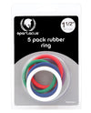 Spartacus 1.5" Rubber Cock Ring Set - Rainbow Pack Of 5 - Naughtyaddiction.com