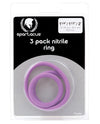 Spartacus Nitrile Cock  Ring Set - Purple Pack Of 3 - Naughtyaddiction.com