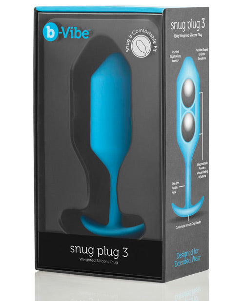 B-vibe Weighted Snug Plug 3 - .180 G Teal - Naughtyaddiction.com