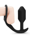 B-vibe Snug & Tug Weighted Silicone & Penis Ring - 128 G Black - Naughtyaddiction.com