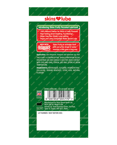 Skins Water Based Lubricant - 5 Ml Foil Watermelon - Naughtyaddiction.com