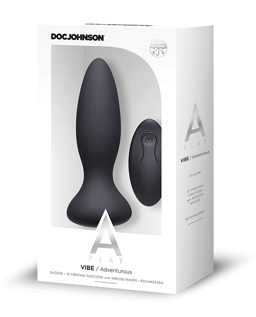 A Play Rechargeable Silicone Adventurous Anal Plug W-remote - Black - Naughtyaddiction.com