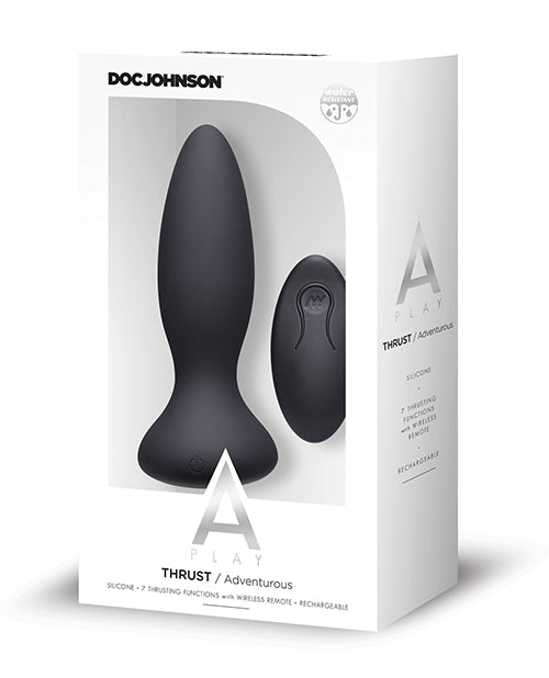 A Play Thrust Adventurous Rechargeable Silicone Anal Plug W-remote - Black - Naughtyaddiction.com