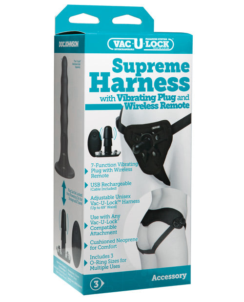 Vac-u-lock Supreme Harness W-vibrating Plug - Black - Naughtyaddiction.com