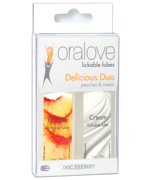 Oralove Delicious Duo Flavored Lube - Peaches & Cream - Naughtyaddiction.com
