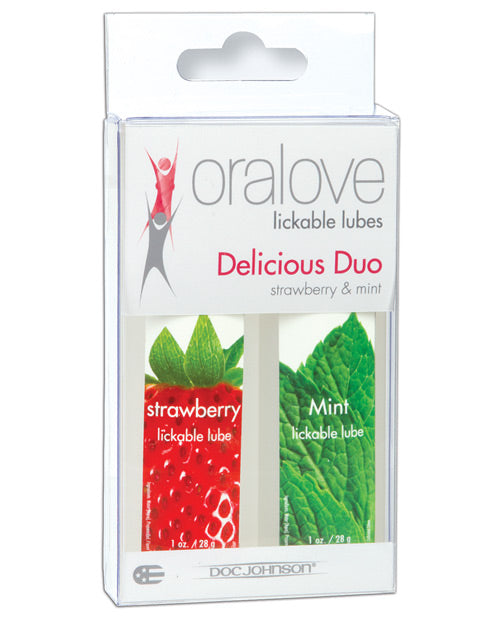 Oralove Delicious Duo Flavored Lube - Strawberry & Mint - Naughtyaddiction.com