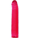 Vivid 7" Pink Ribbed Jelly W-penis Head - Sunrise - Naughtyaddiction.com