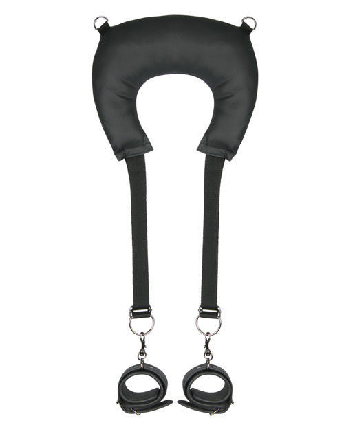 Easy Toys Pillow & Ankle Cuffs Leg Position Strap - Black - Naughtyaddiction.com