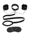 Lux Fetish Collar Cuffs & Leash Set - Removable - Naughtyaddiction.com