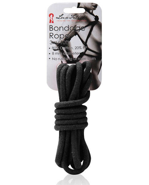 Lux Fetish Bondage Rope - 3 M Black - Naughtyaddiction.com