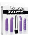 Evolved Multi Sleeve Vibrator Kit W-4 Textured Sleeves & Vibe - Purple - Naughtyaddiction.com