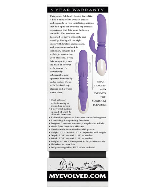 Evolved Thick & Thrust Bunny Dual Stim Rechargeable - Purple - Naughtyaddiction.com