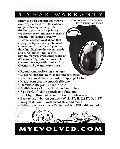 Evolved Lickity Slit Oral Massager - Black - Naughtyaddiction.com