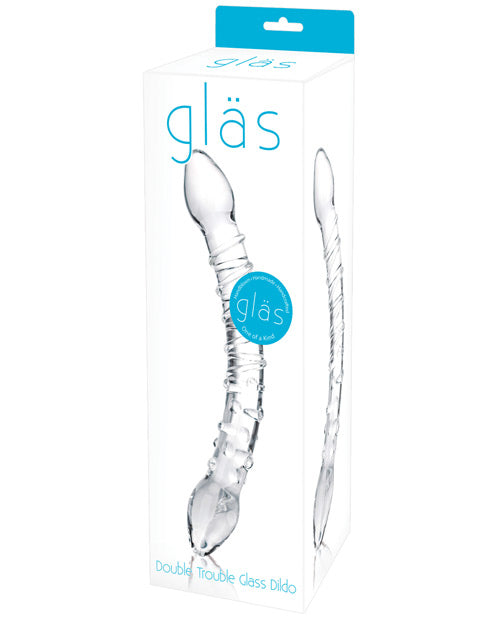 Glas Double Trouble Glass Dildo - Clear - Naughtyaddiction.com