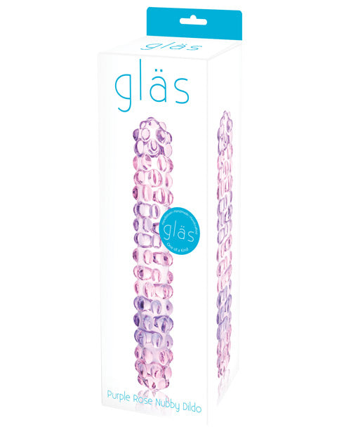Glas Purple Rose Nubby Glass Dildo - Naughtyaddiction.com