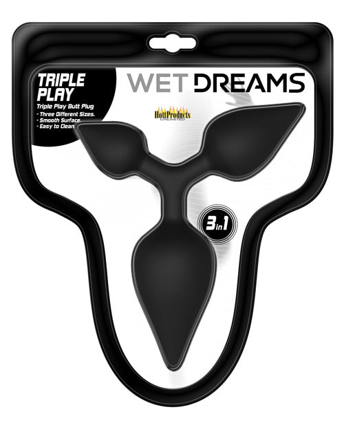 Wet Dreams Triple Play Anal Plug - Black - Naughtyaddiction.com
