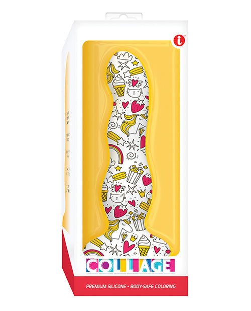 Collage Cupcakes & Unicorns Curvy Silicone Dildo - Naughtyaddiction.com