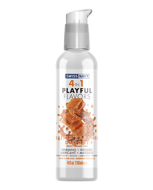 Swiss Navy 4 In 1 Playful Flavors - 4 Oz Salted Caramel Delight - Naughtyaddiction.com