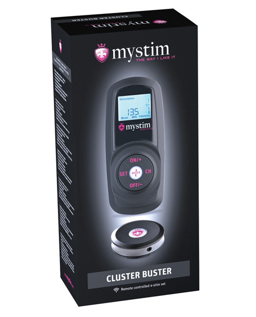 Mystim Cluster Buster Wireless Estim Starter Kit - Black - Naughtyaddiction.com