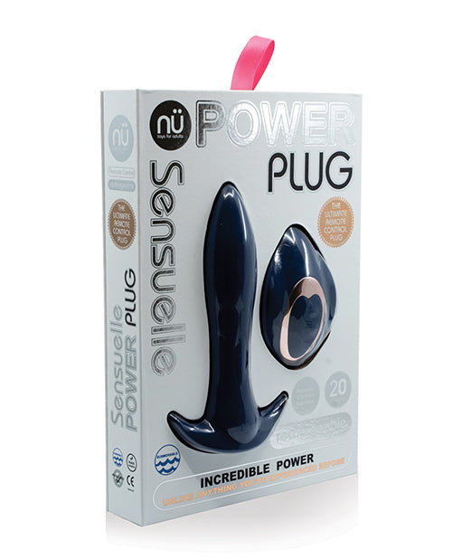 Nu Sensuelle Power Plug 20 Function Remote Control Butt Plug - Navy Blue - Naughtyaddiction.com
