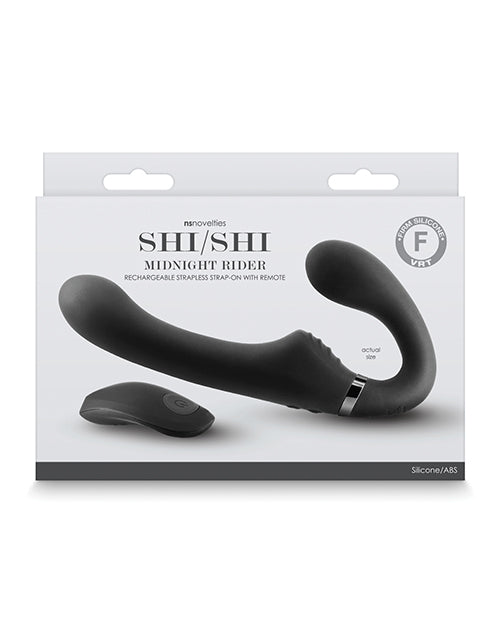 Shishi Midnight Rider Rechargeable Strapless Strap On W-remote - Black - Naughtyaddiction.com